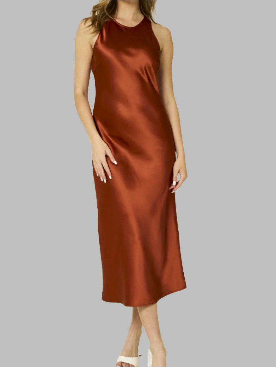Chantal Racer Neck Long Slit Dress