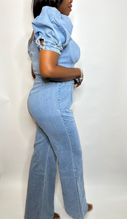 Washed Denim Jumpsuit