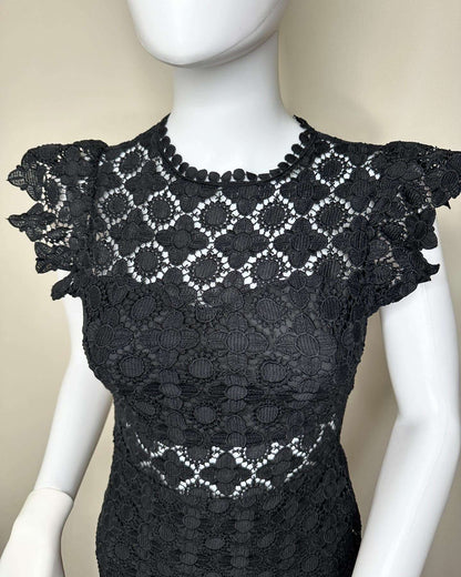 Eyelet Lace Ruffle Midi Dress