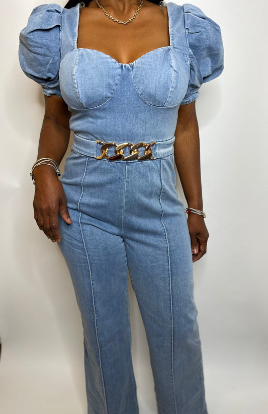 Washed Denim Jumpsuit