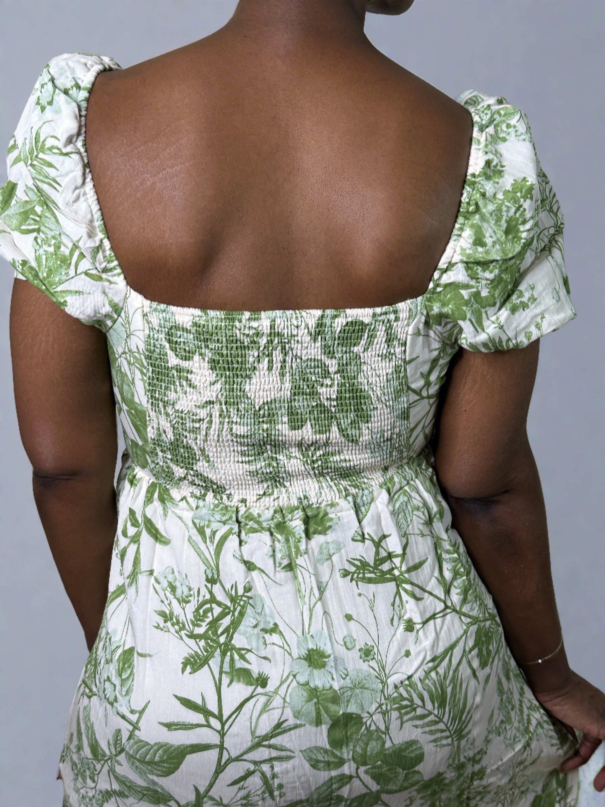 Leaf Print Split thigh midi Dress