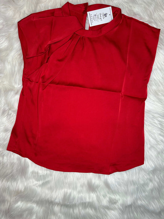 Sleeveless Collar Pleated Sleeve Elegant Shirt